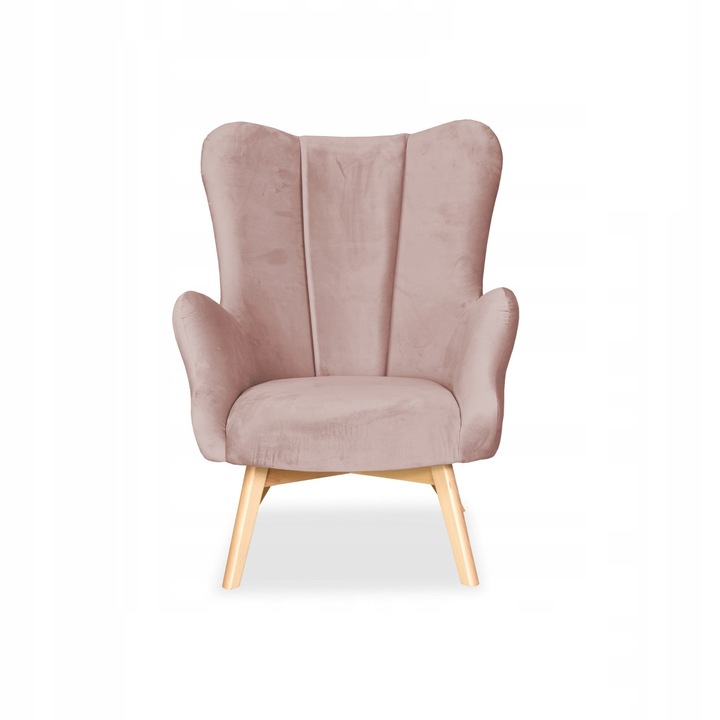 Vika fotel, skandináv, családi bútor, 100x78x87 cm, bársony/fa, rózsaszín