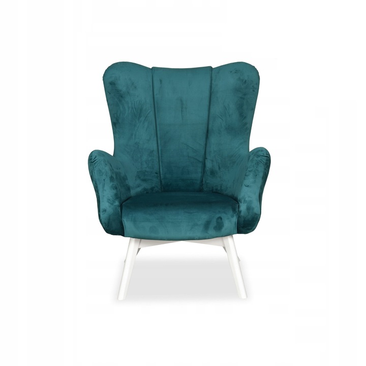 Vika fotel, skandináv, családi bútor, 100x78x87 cm, bársony/fa, sötét türkiz