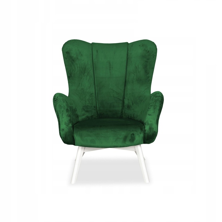 Vika fotel, skandináv, családi bútor, 100x78x87 cm, bársony/fa, zöld