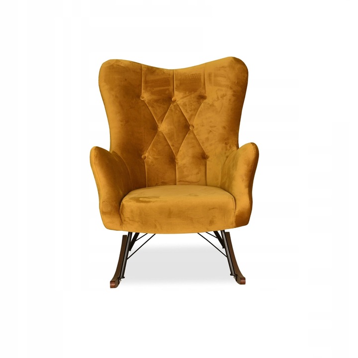 Moon hintafotel, skandináv, családi bútor, 100x78x87 cm, bársony/fa, sötét sárga