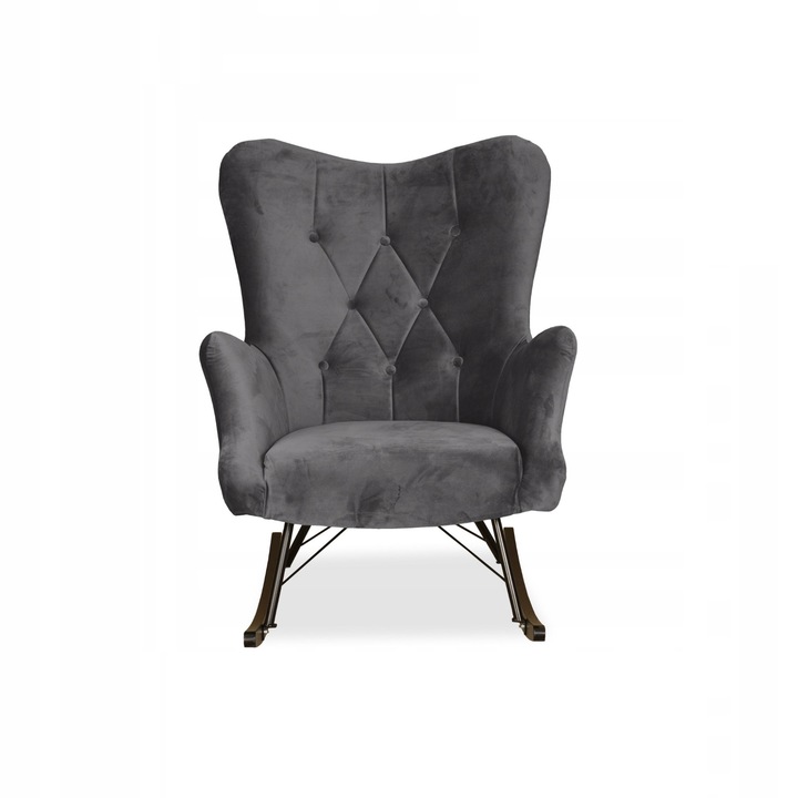 Luna hintafotel, skandináv, családi bútor, 100x78x87 cm, bársony/fa, sötétszürke