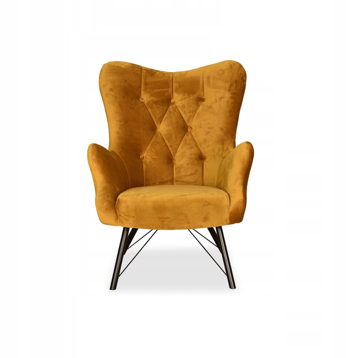 Fotoliu Luna, Scandinav, Family Meble, 100x78x87 cm, Catifea/lemn, Gelben inchis