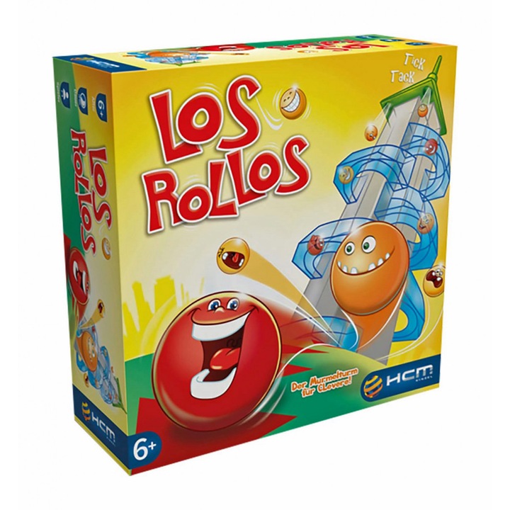 Joc de viteza si gandire logica, LOS ROLLOS, turnul cu 4 trasee si 16 bile colorate, 2-4 jucatori, +6 ani