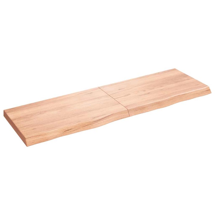 VidaXL világosbarna kezelt tömör tölgyfa fali polc 160 x 50 x (2-6) cm 16.85 kg