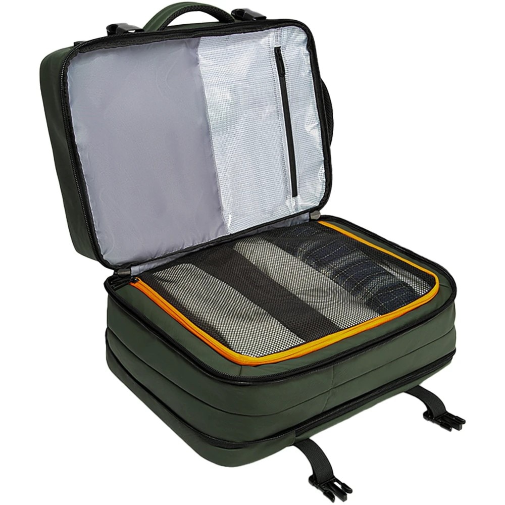 Rucsac laptop 15.6", pentru calatorii, impermeabil, expandabil pana la 37 L, cu port de incarcare USB, BANGE, 44x30x16 cm, Verde