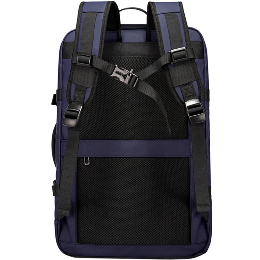 Rucsac laptop 15.6", pentru calatorii, impermeabil, expandabil pana la 37 L, cu port de incarcare USB, BANGE, 44x30x16 cm, Albastru