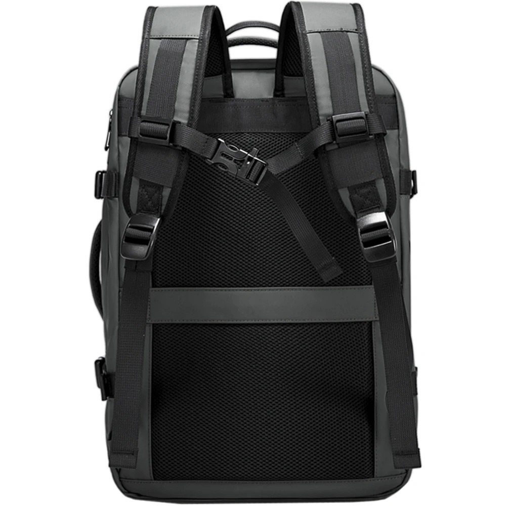 Rucsac laptop 15.6", pentru calatorii, impermeabil, expandabil pana la 37 L, cu port de incarcare USB, BANGE, 44x30x16 cm, Gri
