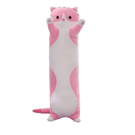 Плюшена играчка котка, Розов, 90 см - eMAG.bg