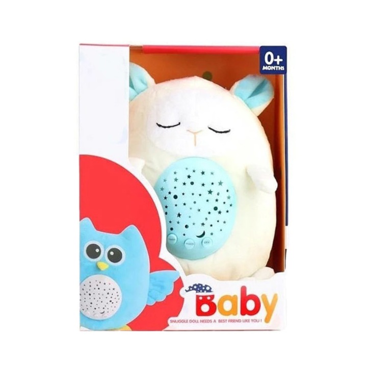 SheepFriend extra játék, hangokkal és vetítésekkel, 30x20cm, minőségi anyagok, báránymodell, fehér, Doty®️