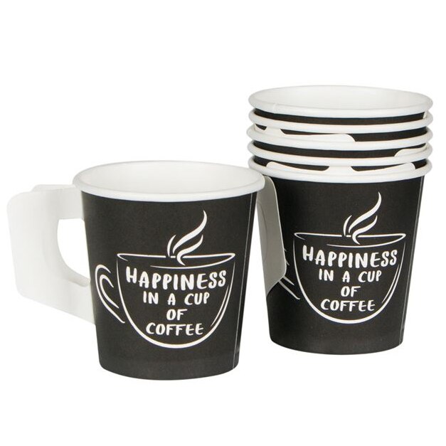 Set Pahare Din Carton Si Maner Happiness In A Cup Of Coffee