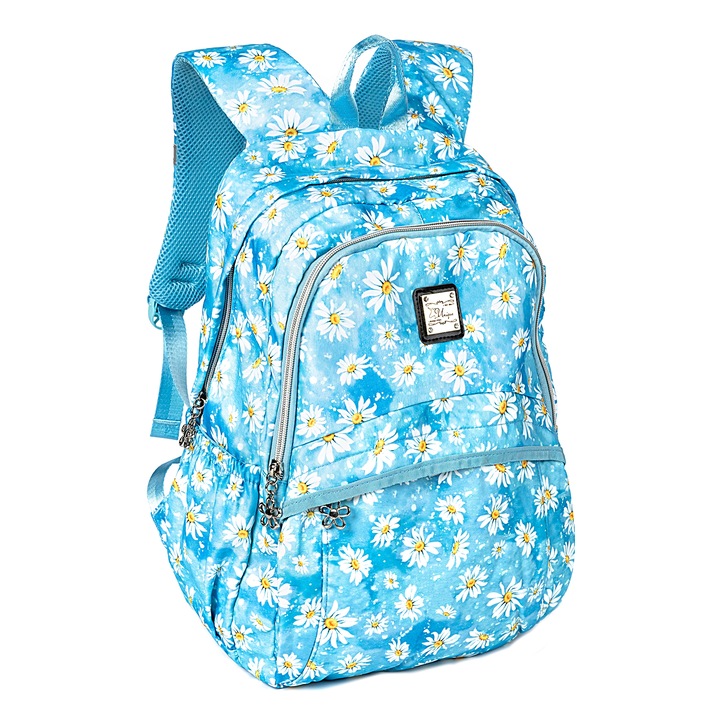 Blue Fashion Mesco hátizsák 3 rekesszel Virágok, 42 x 30 x 14 cm