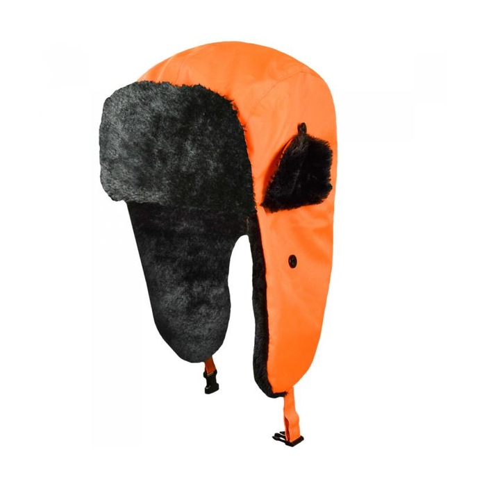 Зимна работна шапка с антифони, капитонирана, флуоресцентно оранжева, размер 58