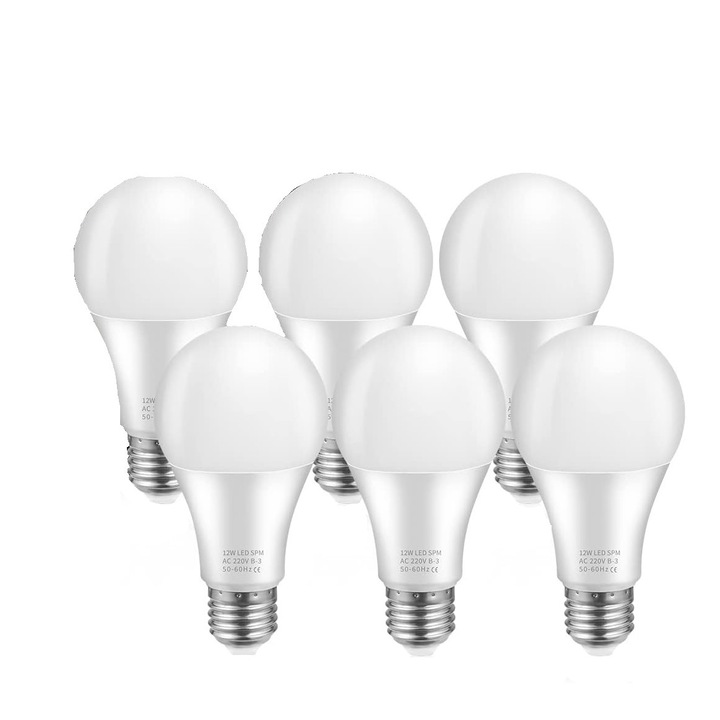 Blewandy Led izzók, 12W, 6 db, E27, 1200 Lumen, 3000K meleg fehér fény