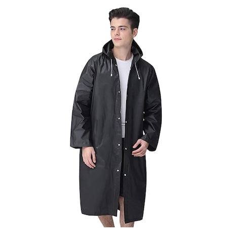 Pelerina Impermeabila de Ploaie cu Gluga Fixa, Marime Universala, Black