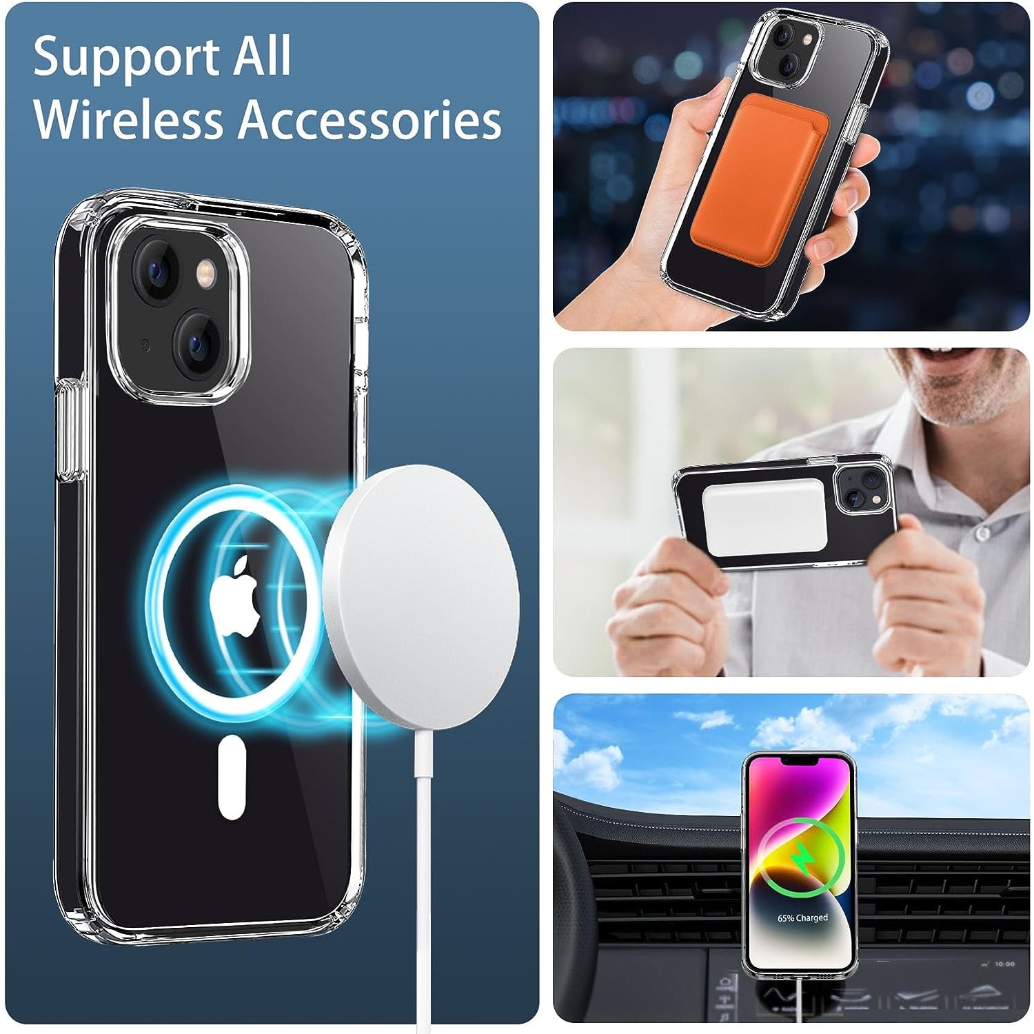 Husa pentru iPhone 15 ZAFIT®, cu incarcare Magsafe, Silicon, Transparent