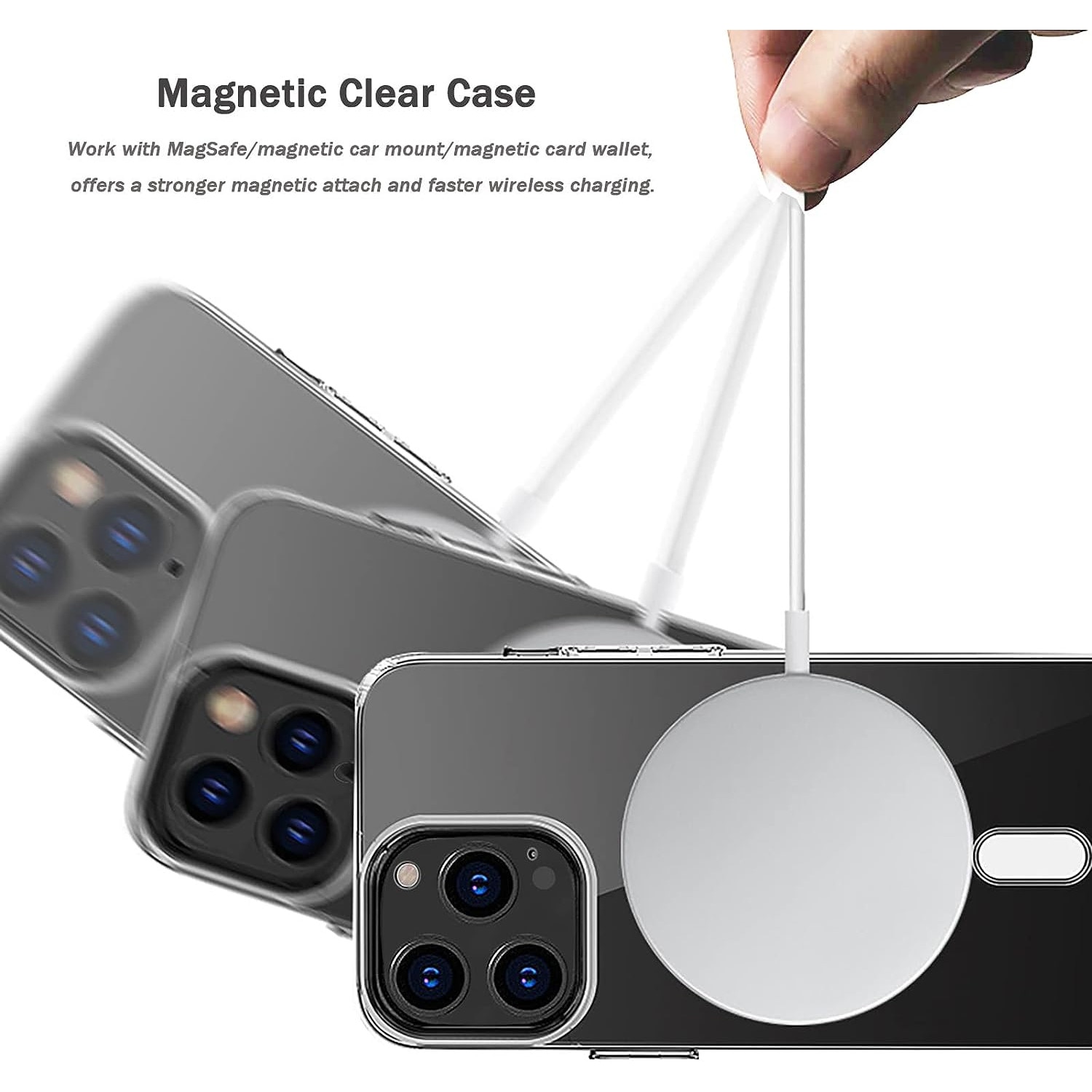 Husa pentru iPhone 14 Pro ZAFIT®, cu incarcare Magsafe, Silicon, Transparenta