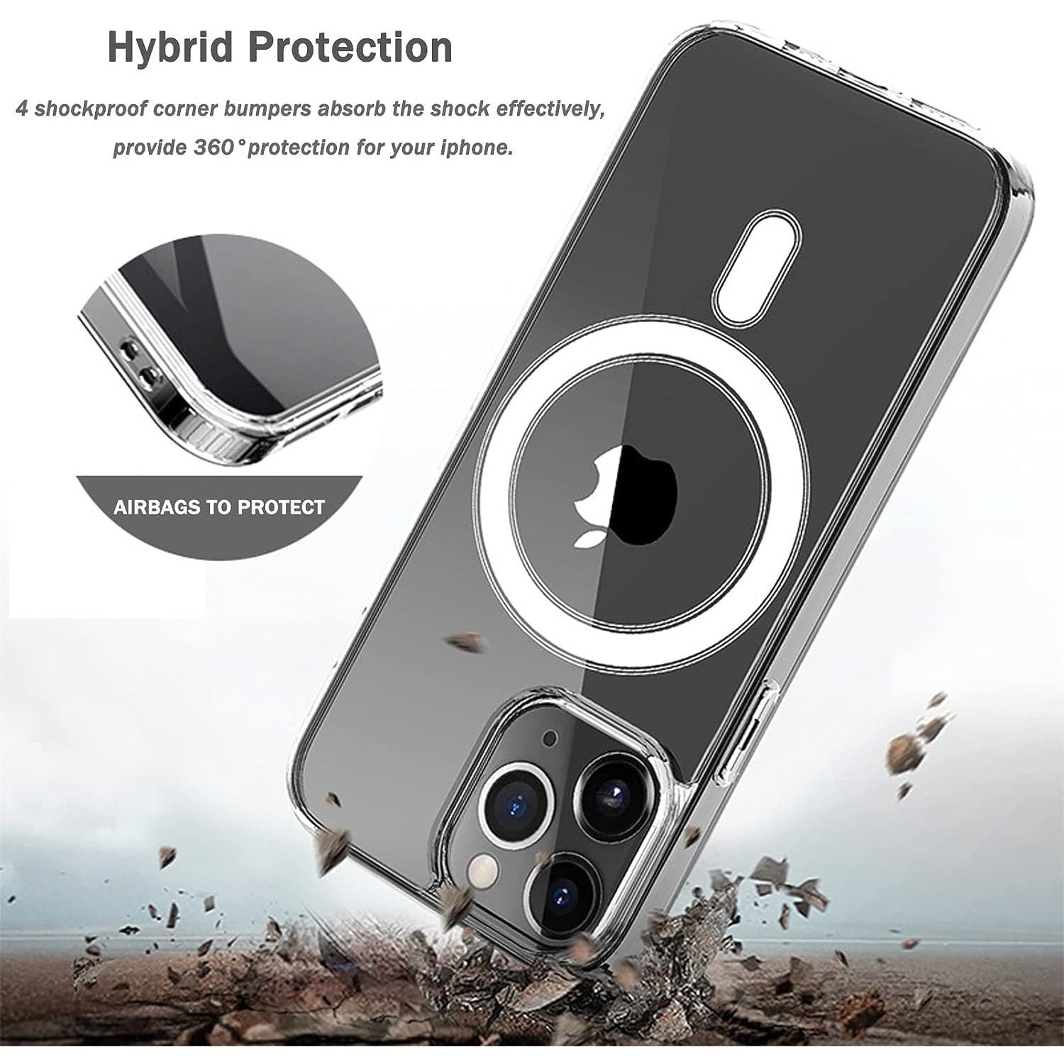 Husa pentru iPhone 14 Pro ZAFIT®, cu incarcare Magsafe, Silicon, Transparenta