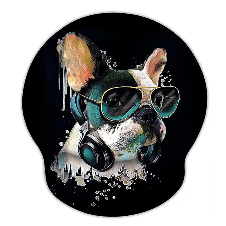 Mousepad ergonomic, GOGOU®, cu suport pentru incheietura mainii cu spuma de memorie, model de caine, 247x230MM