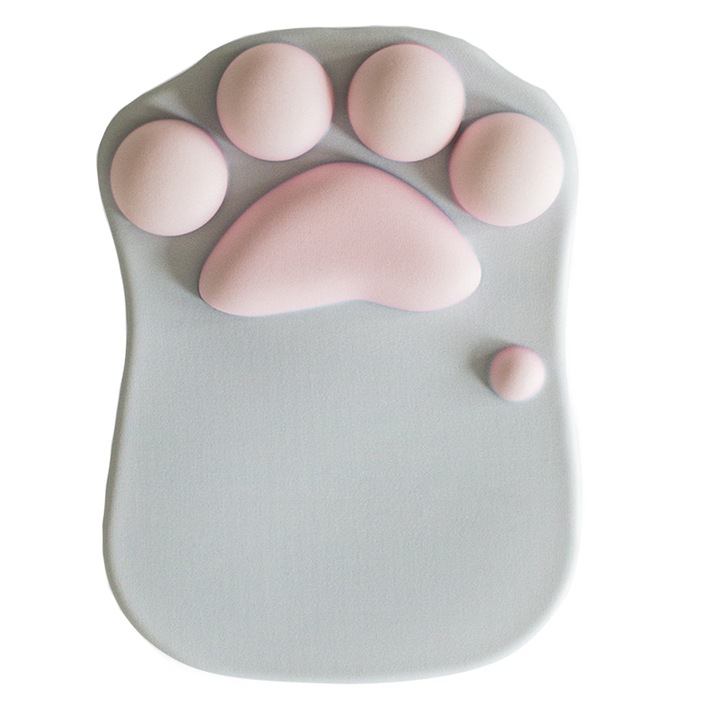 Mousepad ergonomic, GOGOU®, cu suport pentru incheietura mainii cu spuma de memorie, forma labei de pisica, 27X20CM, Gri