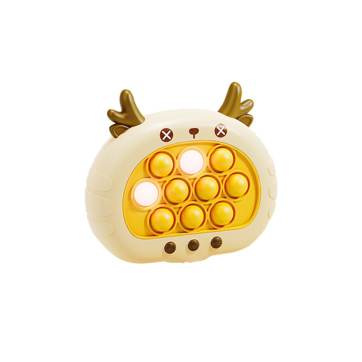 Youndra, Pop-It játék, elemekkel, hangokkal és fényekkel, sárga, 10x5,8x12,5 cm