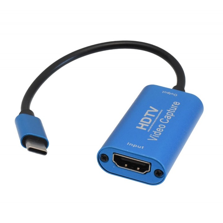 Карта за заснемане на видео, Hdmi - Type-C / HDTV, синьо