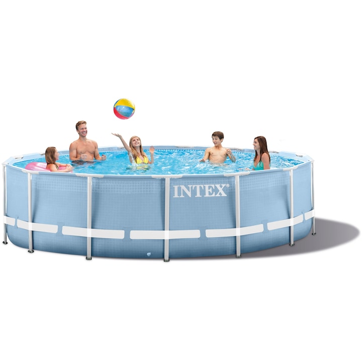 Басейн с метална конструкция Intex - Round Prism Frame 366x76 см