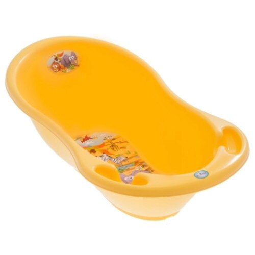 Cadita copii plastic 102 cm Safari, galben cu senzor de temperatura