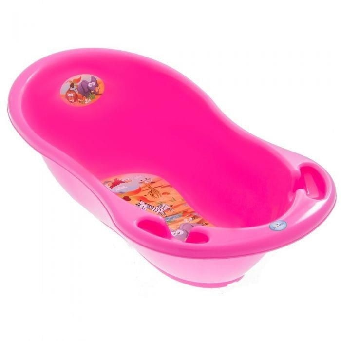 Cadita copii plastic 102 cm Safari, roz cu senzor de temperatura