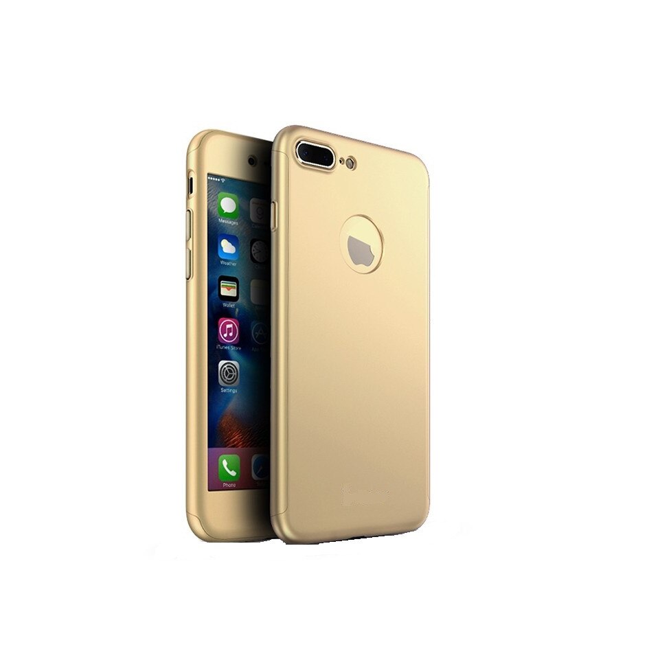 Husa Fullbody MyStyle Gold Apple iPhone 7 Plus acoperire completa 360 grade cu folie de sticla gratis