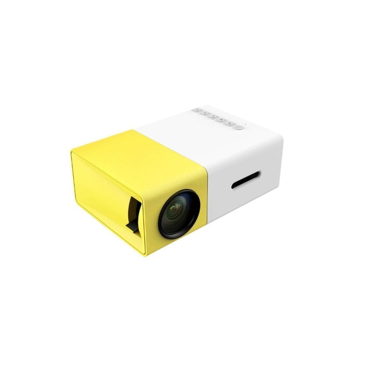 Мини преносим видео проектор USB флаш четец microSD карта жълт