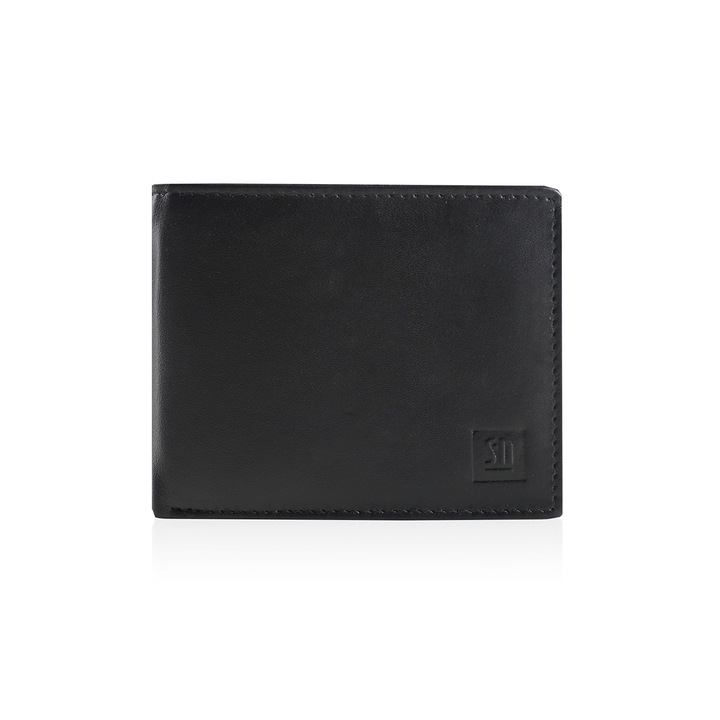 Portofel barbati orizontal, Slon Torbalski, Piele naturala, Negru