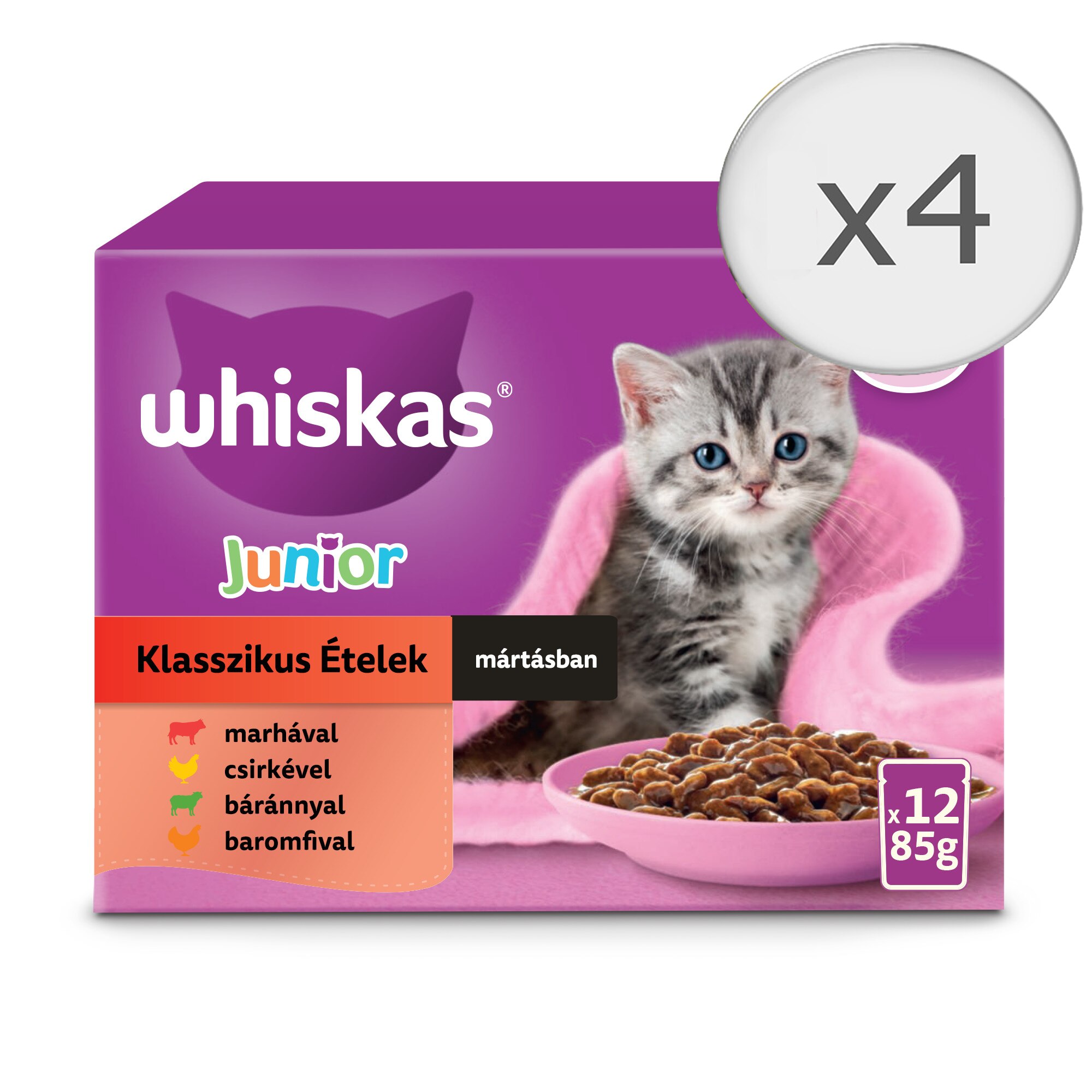 Whiskas Junior alutasakos 12pack krémes klasszikus válogatás