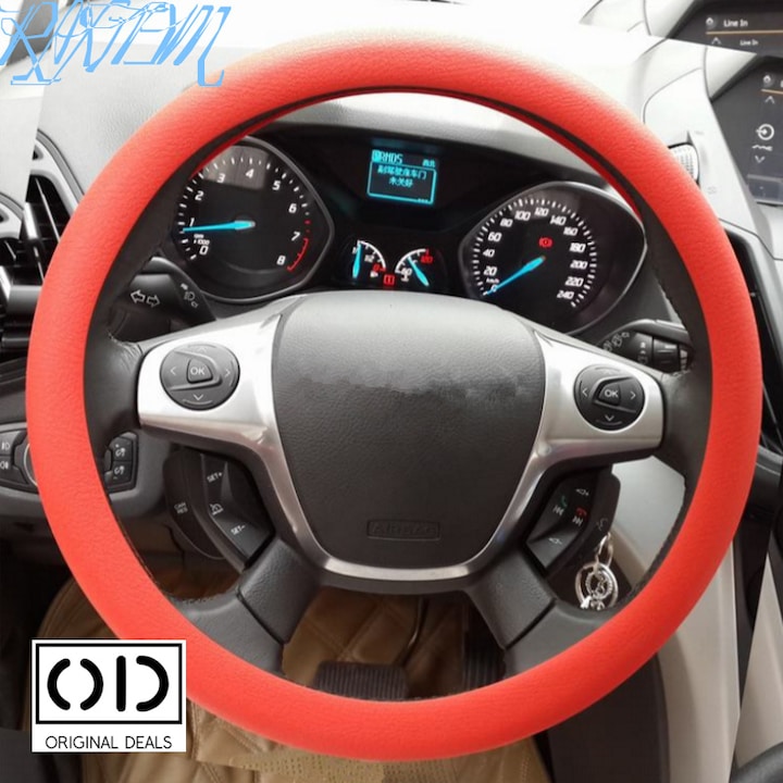 Husa din Silicon pentru Protectie Volan Masina, Premium, Elasticitate Sporita, Compatibilitate Universala, Diametru 33 - 40 cm, Rosu, ORIGINAL DEALS