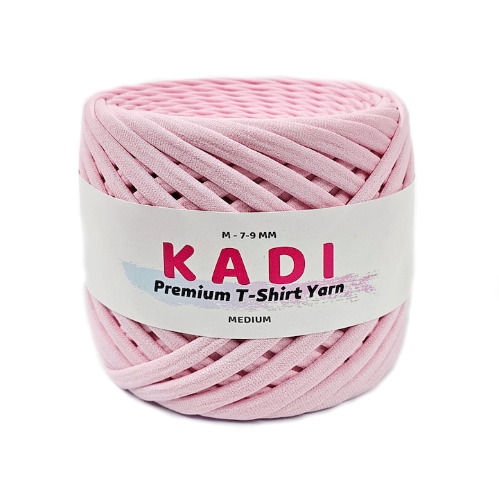 Fir de crosetat panglica KaDi Medium, 7-9 mm, 110 m, culoare Roz Pastel