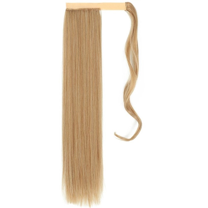 Extensie Coada par dreapta Blond Miere, dreapta, cu suvita laterala, 57 cm, Animis Beauty ®, fibra sintetica cu aspect natural