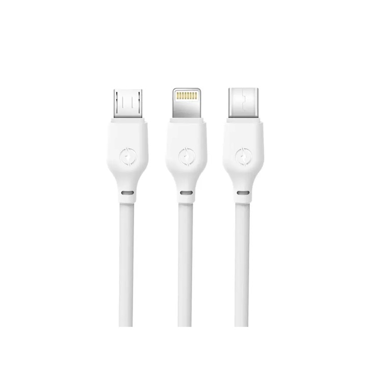 XO NB103 3in1 töltőkábel USB to Micro USB / Type-c / Lightning 1M 2,1A Fehér