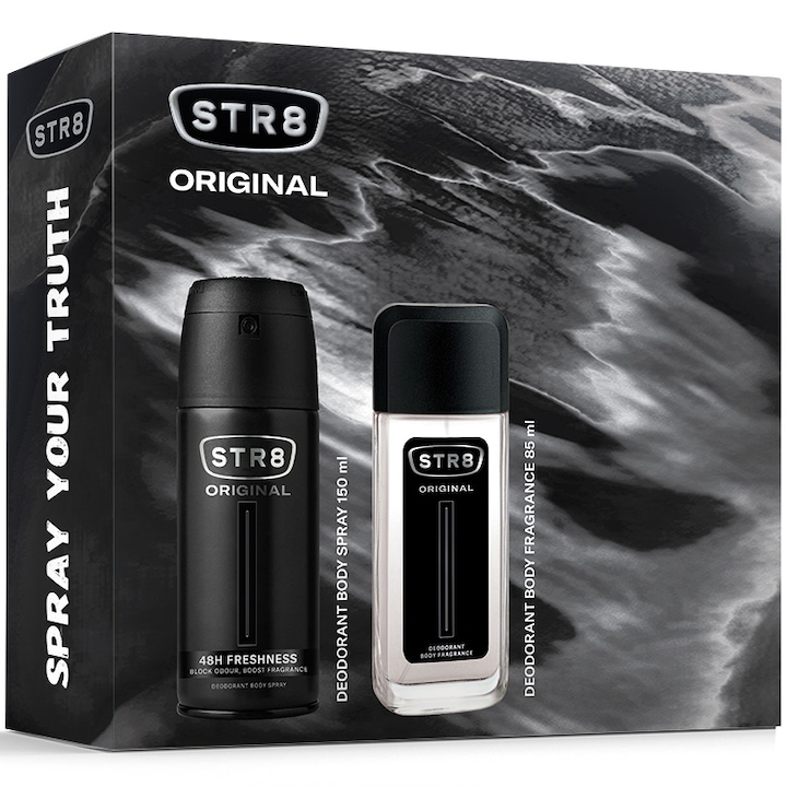 Set cadou STR8 Original: Parfum pentru corp, 85 ml + Deodorant spray pentru corp, 150 ml