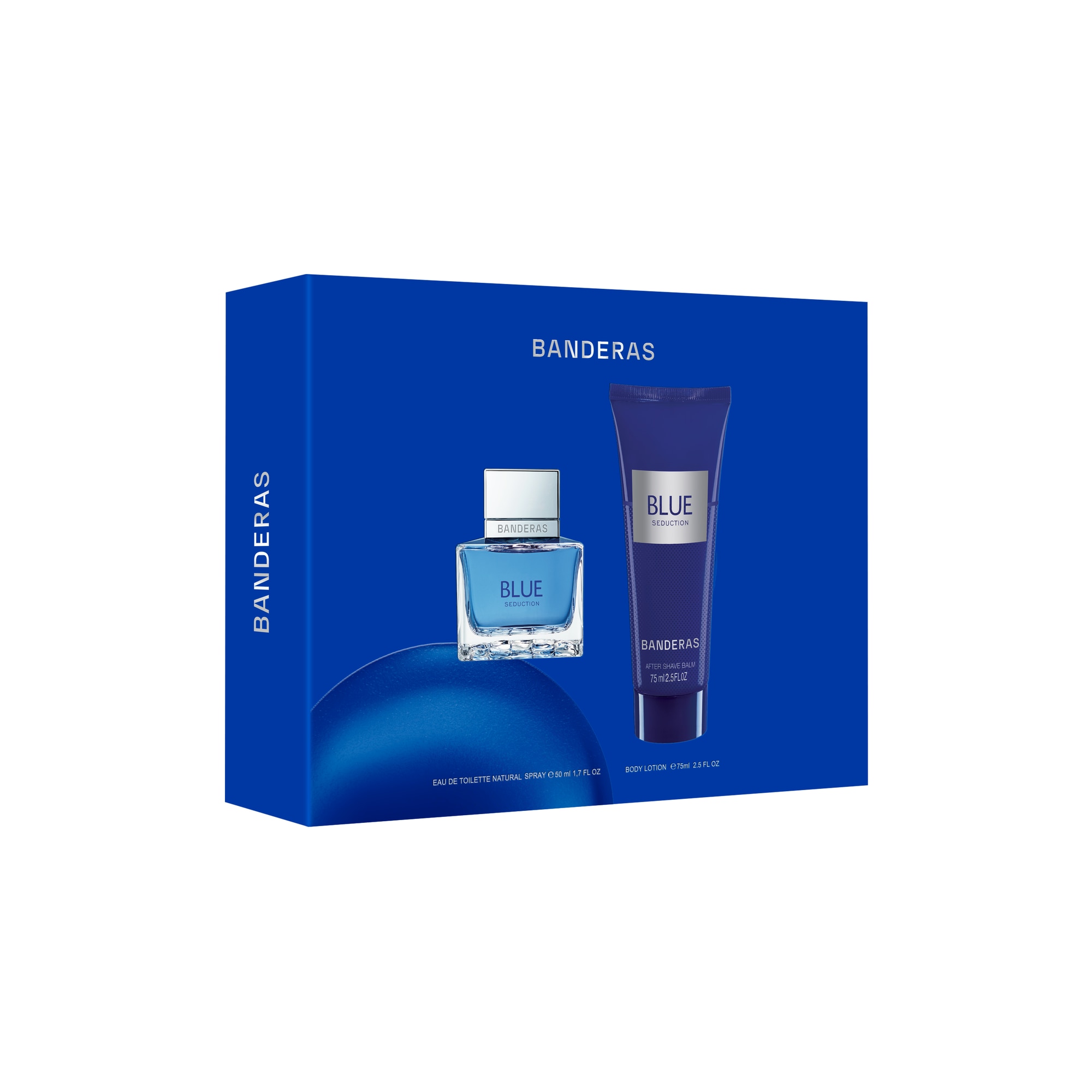 Set cadou Antonio Banderas Blue Seduction: Apa de toaleta, 50 ml + Balsam dupa ras, 75 ml