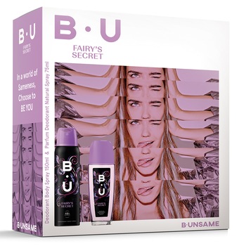 Set cadou B.U FAIRY SECRET: Parfum pentru corp, 75 ml + Deodorant spray pentru corp, 150 ml