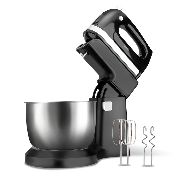 Mixer de mana cu bol Decakila, 250 W, 3.5 L, Negru