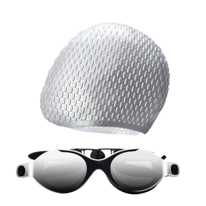 Professzionális úszószemüveg, páramentesítő, UV-védelem, tiszta láthatóság, szett sapkával