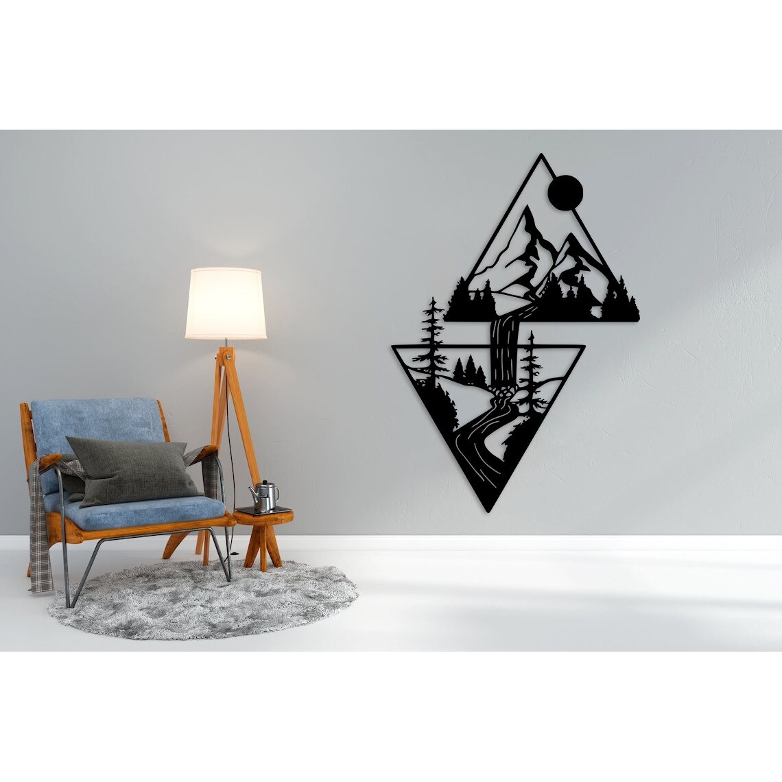 Tablou Decorativ Armonia Naturii in Triunghiuri, 65x45 cm, MDF - eMAG.ro