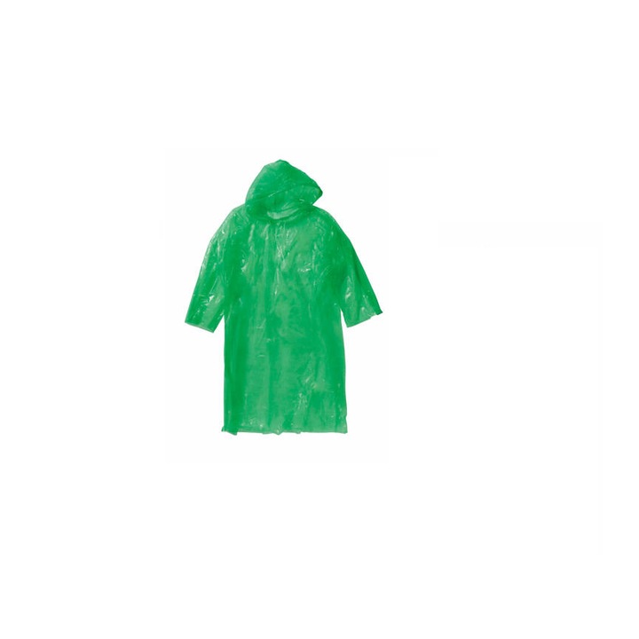 Poncho de ploaie cu gluga, Verde-Transparent