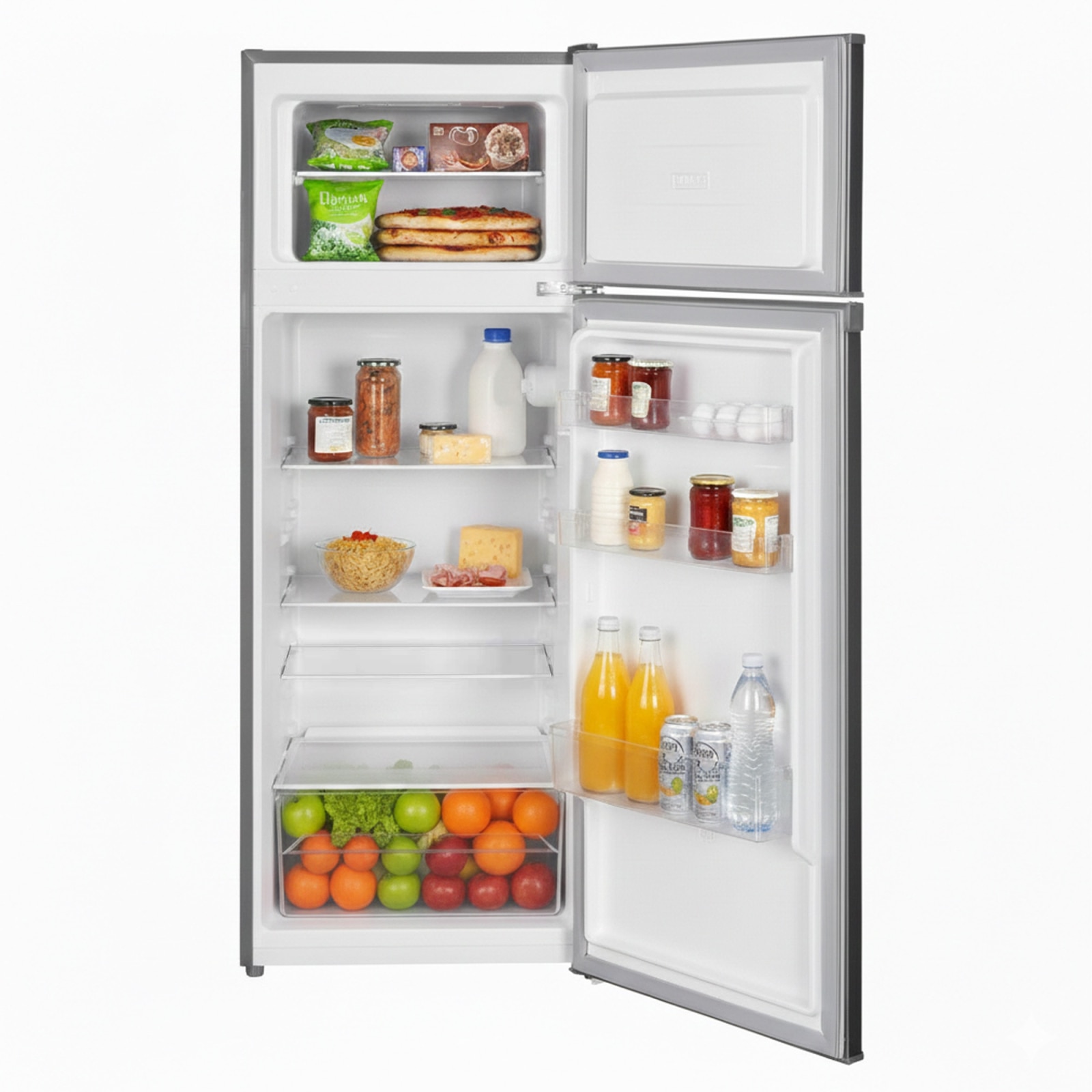 Frigider cu 2 usi Samus SX284E, 206 L, Clasa energetica E, Termostat Reglabil, H 143 cm, Inox/Argintiu