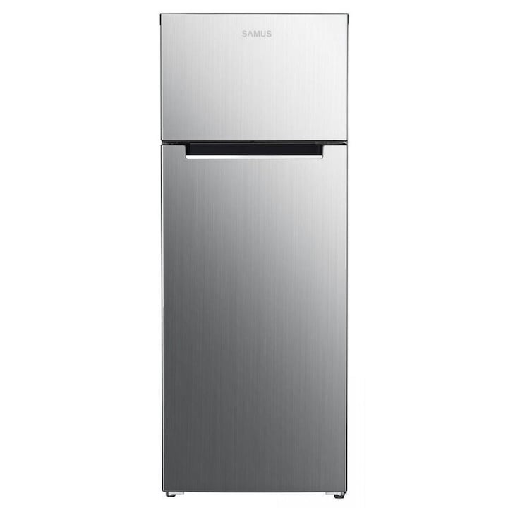Frigider cu 2 usi Samus SX284E, 206 L, Clasa energetica E, Termostat Reglabil, H 143 cm, Inox/Argintiu