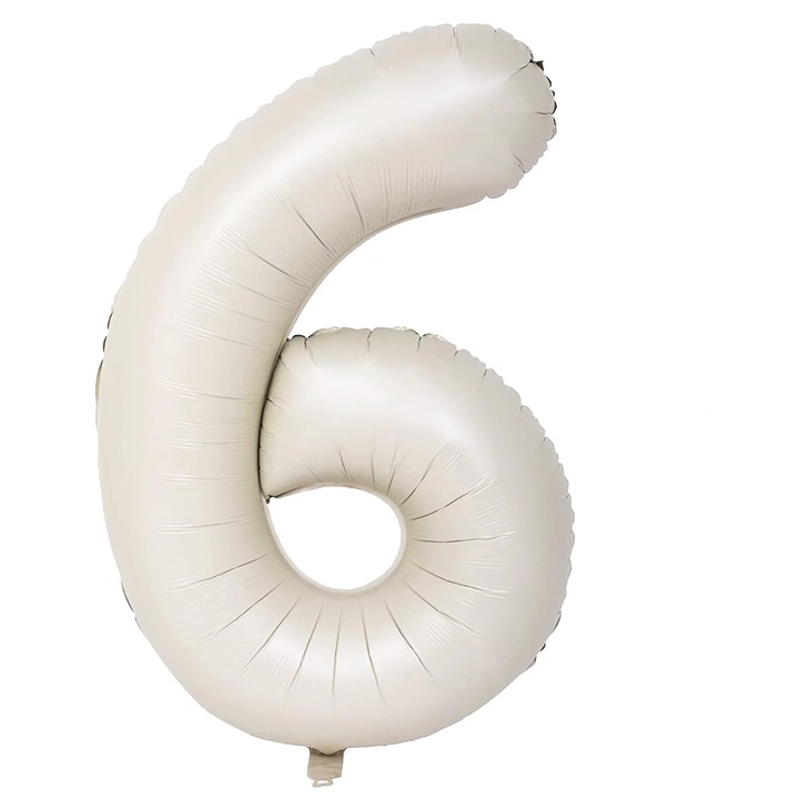 Balon din folie cifra 6, culoare satin nude ivory, It's Party Time, 100 cm