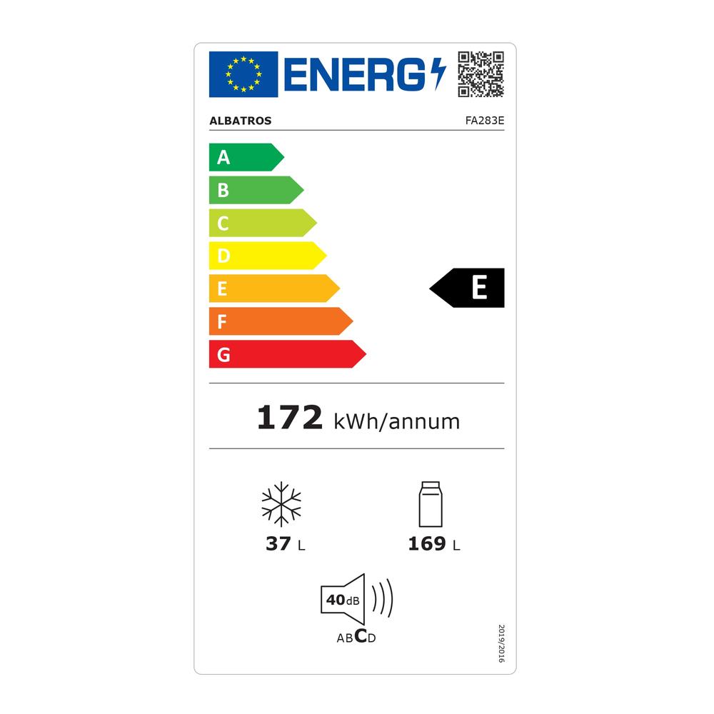 Frigider cu 2 usi Albatros FA283E, 206 l, Clasa E, Termostat reglabil, H 143 cm, Alb