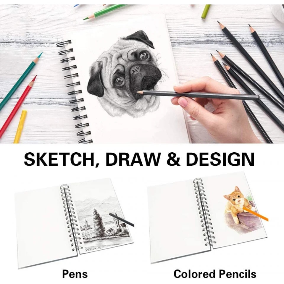 Set de 2 sketchbookuri pentru schite Tavolozza, hartie, alb/negru, 21