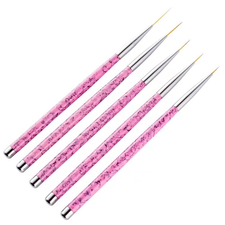 Set 5 pensule pentru eyeliner, Sunmostar, Plastic, Roz