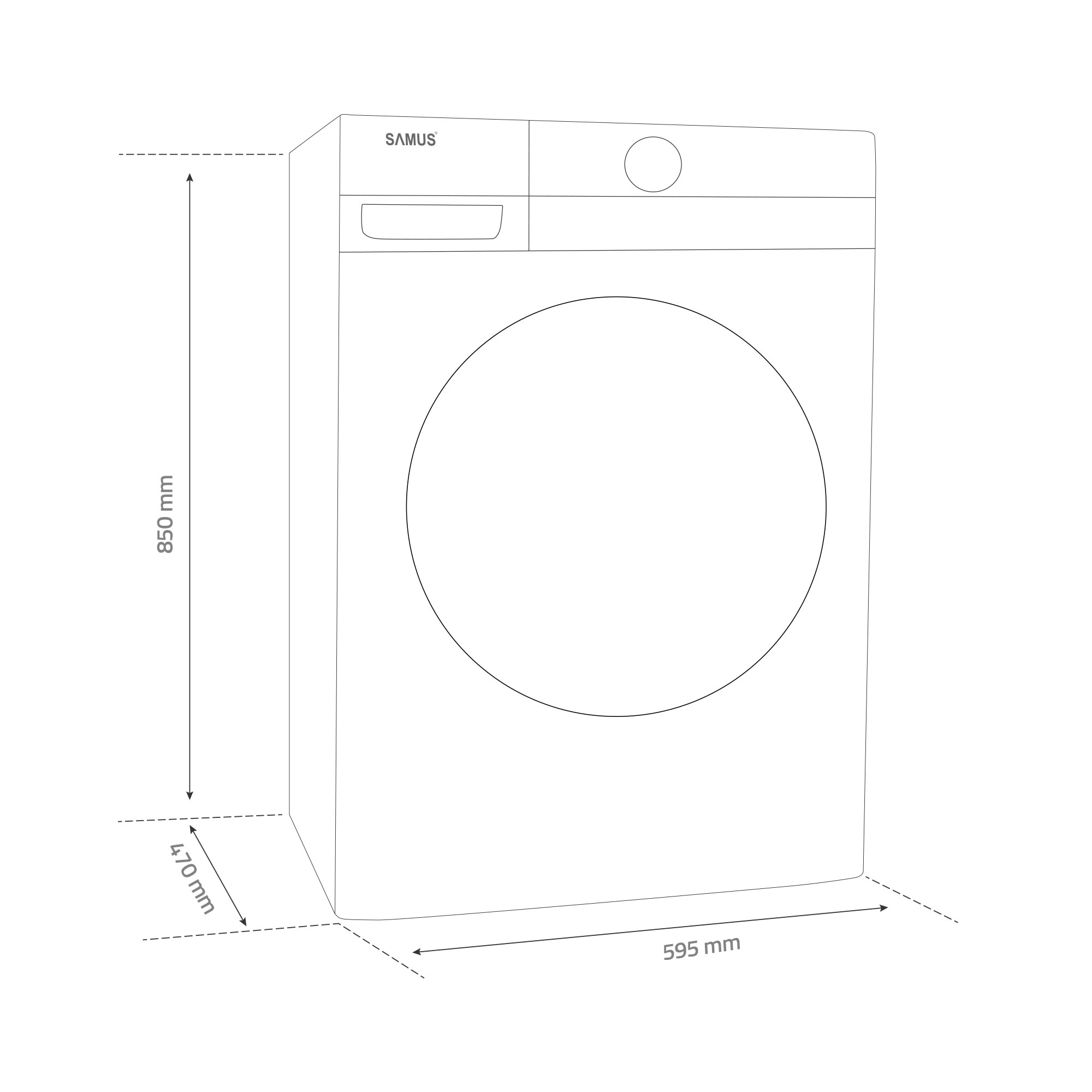 Masina de spalat rufe Samus WSNDI-8141,8 kg, 15 Programe, Motor inverter, Clasa A, Blocare Acces copii, Alb